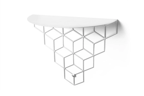 Nowoczesna biała półka ścienna Stiga POLYHEDRA metalowa na książki i dekoracje 37 cm