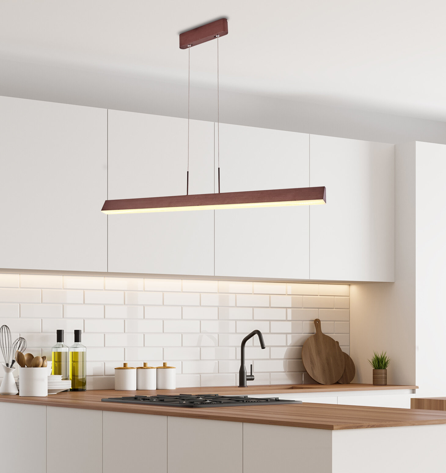 Lampa wisząca LED Coconut brązowa 100 cm nowoczesna do salonu i nad stół