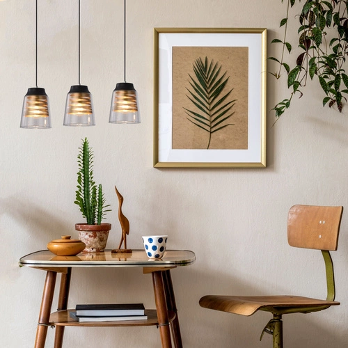 Lampa wisząca Fresno czarny 3x60W E27  klosz bezbarwny