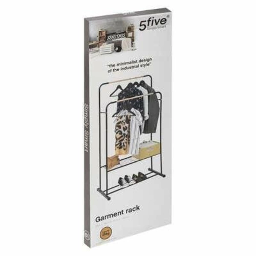 Artemis nowoczesny wieszak stojący do przedpokoju podwójny czarny metal z półką 5five