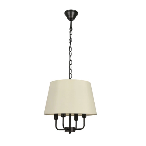 Lampa wisząca Pasteri czarny matowy  4x40W E14 abażur beżowy