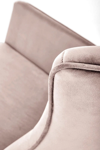 Fotel bujany Topar welurowy beżowy do salonu nowoczesny skandynawski z metalowymi biegunami