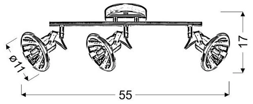 Nowoczesna lampa sufitowa LED Moon chrom 3-punktowa regulowana do salonu i sypialni