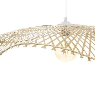 Lampa wisząca boho Tess z bambusa regulowana do salonu lub nad stół naturalna 75 cm