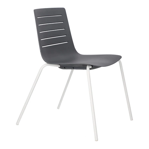 Krzesło Skin Resol nowoczesne szare do jadalni i kuchni sztaplowane z podłokietnikami