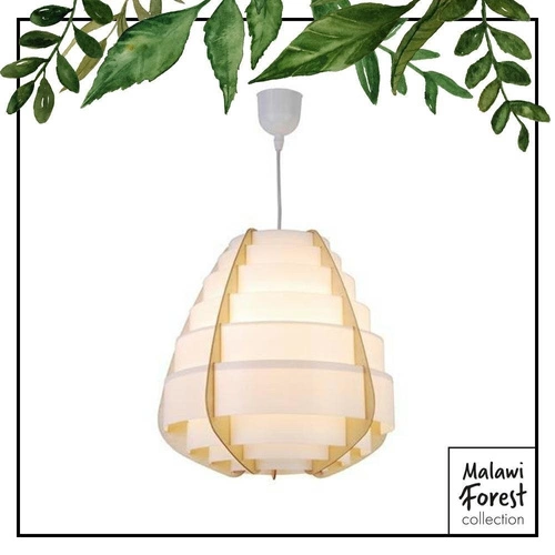 Lampa sufitowa boho Nagoja beżowa drewniana pojedyncza do salonu i jadalni Ledea