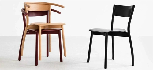 Krzesło drewniane do jadalni Fala Fameg nowoczesne bukowe personalizowane z profilowanym oparciem