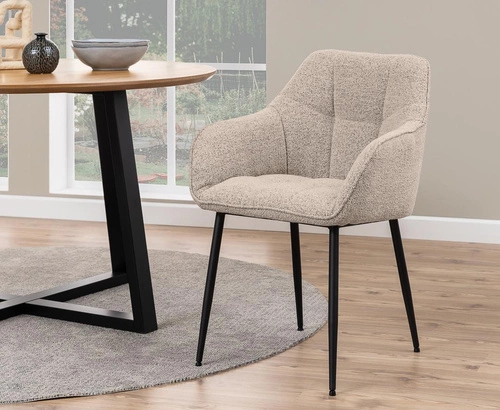 Krzesło tapicerowane Brenda beżowe z podłokietnikami do jadalni nowoczesne Actona