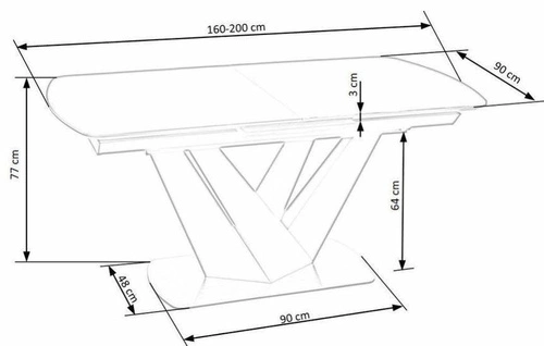 Stół rozkładany do jadalni Veneza nowoczesny szklany ciemny popielaty na czarnej nodze 160-200 cm