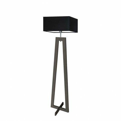 Lampa podłogowa JAWA abażur czarny stelaż hebanowy