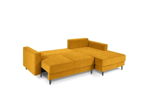 Narożnik z funkcją spania Dunas Yellow Structured Fabric Prawostronna kolor nóg czarny