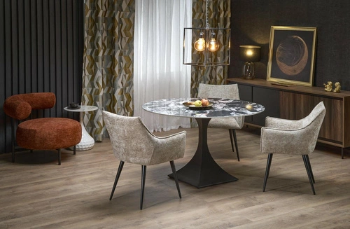 Stół okrągły do jadalni Gives czarny marmur 120 cm nowoczesny na jednej nodze Intesi