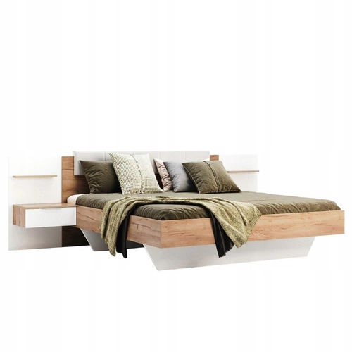 Zestaw 2 szafek nocnych z szufladą 50 cm białe, dąb, nowoczesne wiszące Intesi