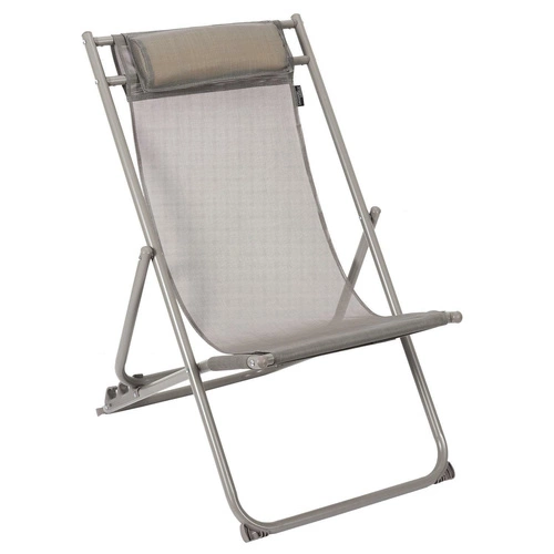 Leżak ogrodowy Canard Ventos składany z regulacją oparcia beżowy ciemny nowoczesny