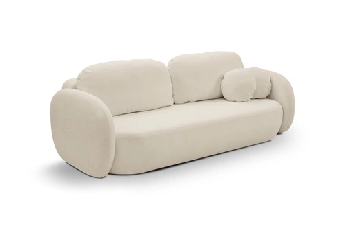 Sofa rozkładana Salby 3 osobowa z funkcją spania i pojemnikiem beżowa do salonu