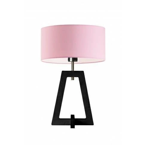Lampka nocna Clio glamour z abażurem w jasnym różu i hebanową drewnianą podstawą do sypialni