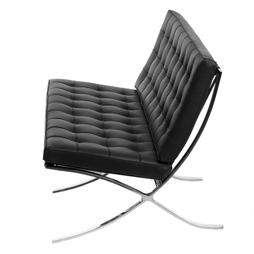 Sofa skórzana nierozkładana BA2 2-osobowa do salonu nowoczesna czarna inspirowana Barcelona