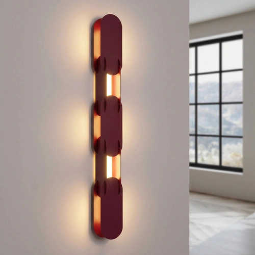 Kinkiet ścienny CHAIN LED burgund nowoczesny do salonu 91 cm