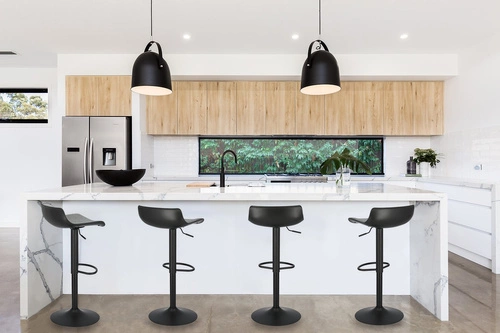 Hoker regulowany z oparciem Simplet Bar One Tap czarny nowoczesny obrotowy do kuchni