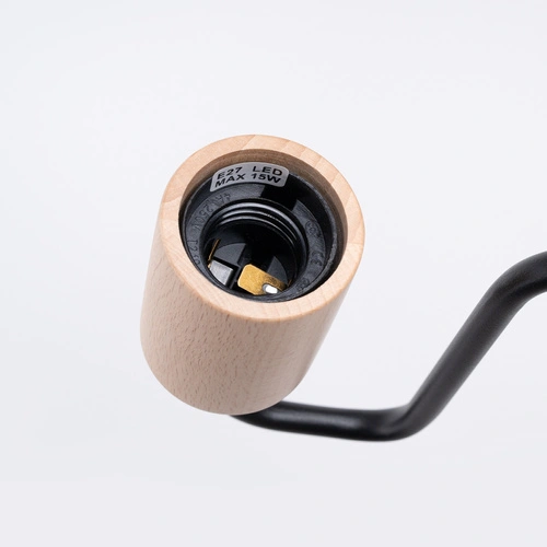 Kinkiet ścienny loftowy TIMBO czarny z drewnem do salonu i sypialni SOLLUX LIGHTING