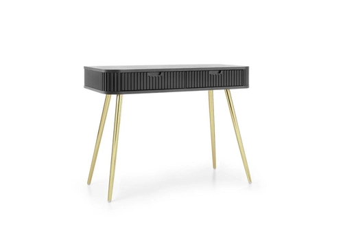 Toaletka czarna Seda glamour z szufladami na złotych nogach nowoczesna do sypialni Intesi