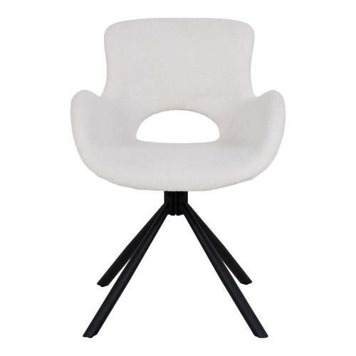 Krzesło tapicerowane Amorim obrotowe boucle beżowe z podłokietnikami do jadalni i salonu