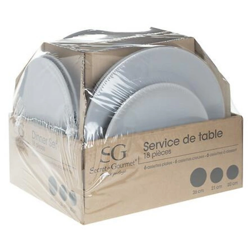 Zastawa obiadowa Colorama szara gresowa 18-elementowa okrągła do jadalni zmywarka mikrofalówka