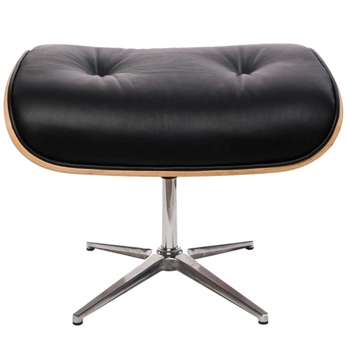 Fotel biurowy ergonomiczny VIP Exclusive Home czarny skórzany z podnóżkiem obrotowy D2.DESIGN