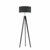 Lampa podłogowa drewniana HAITI z grafitowym abażurem glamour do salonu lub sypialni Lysne