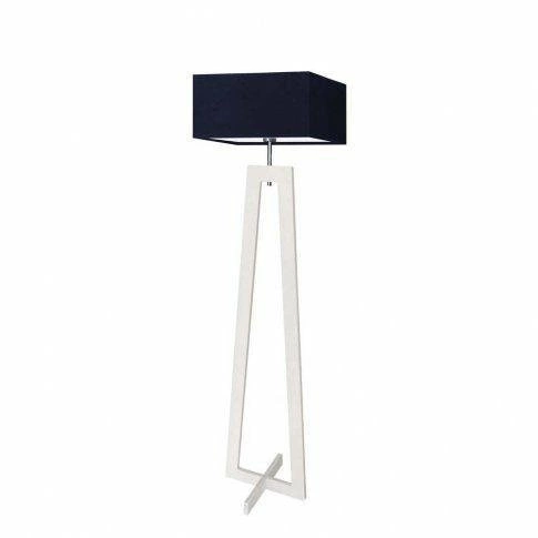 Lampa podłogowa JAWA abażur granatowy stelaż biały