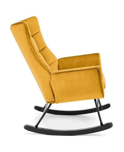 Fotel bujany Topar welurowy musztardowy do salonu nowoczesny skandynawski wypoczynkowy