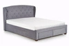 Łóżko tapicerowane Saba 160x200 z szufladami popielate do sypialni glamour