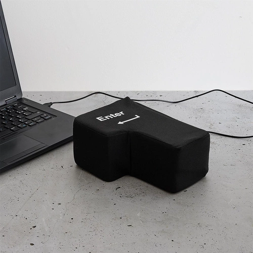 Intesi duży przycisk antystresowy klawisz Enter USB do biura, miękki gadżet komputerowy czarny