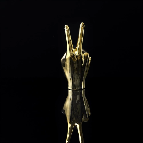 Figurka dekoracyjna Dłoń Victoria Intesi złota ceramiczna do salonu i biura 27 cm