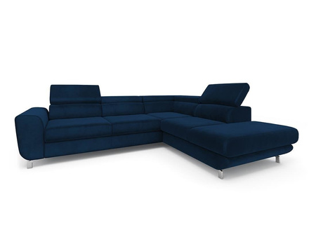Narożnik z funkcją spania Mario Royal Blue Velvet prawostronny