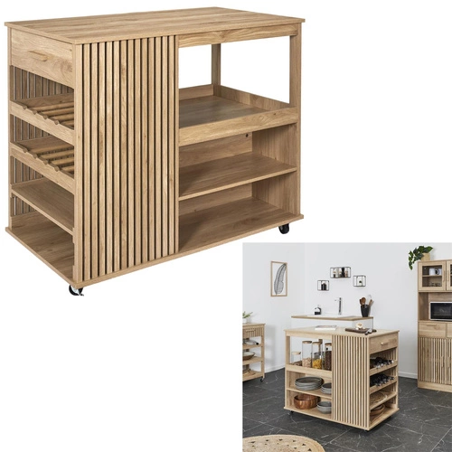 Wyspa kuchenna na kółkach Klaus Intesi skandynawska pojemna z szufladami do kuchni 105 cm