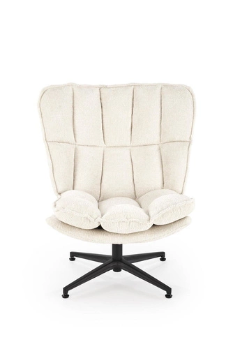 Fotel wypoczynkowy Florens kremowy obrotowy do salonu nowoczesny tkanina Intesi