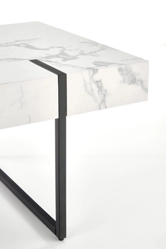 Stolik kawowy Marbella prostokątny biały marmur czarny nowoczesny loft do salonu 110x60 cm