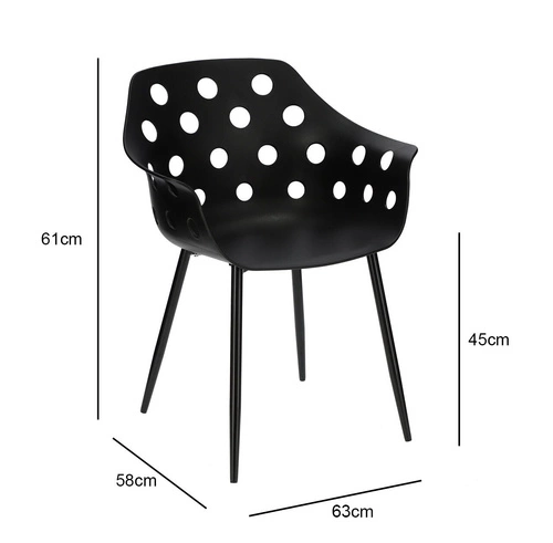 Krzesło Sajt Intesi czarne do jadalni nowoczesne z podłokietnikami z tworzywa i metalu