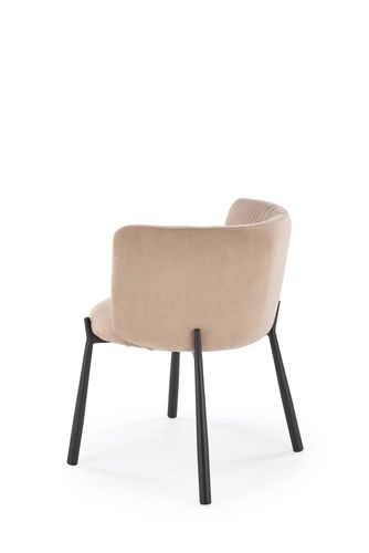 Krzesło tapicerowane welurowe Itzal beżowe do jadalni nowoczesne z czarnymi nogami Intesi
