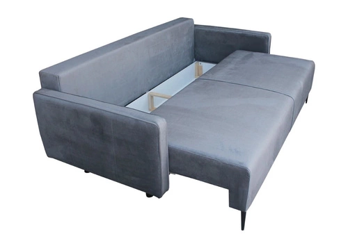 Sofa rozkładana Arosa Intesi welurowa szara z funkcją spania i pojemnikiem do salonu