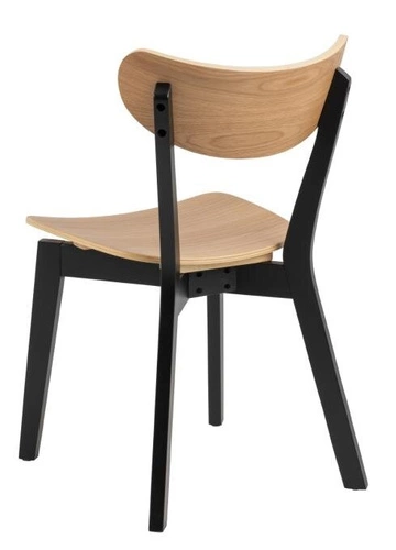 Krzesło drewniane Roxby Actona do jadalni i kuchni nowoczesne czarne z naturalnym siedziskiem