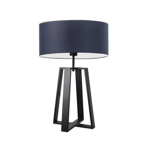 Lampka nocna do sypialni Thor nowoczesna granatowa z abażurem na czarnym stelażu LYSNE