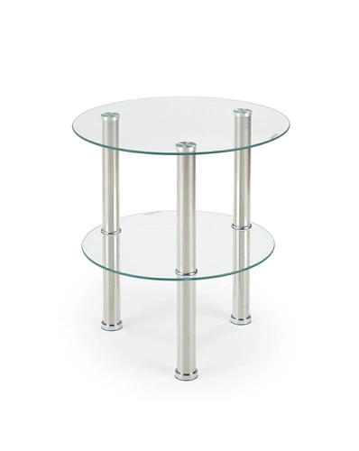 Stolik kawowy Sable okrągły szklany glamour transparentny chrom do salonu 45 cm Intesi