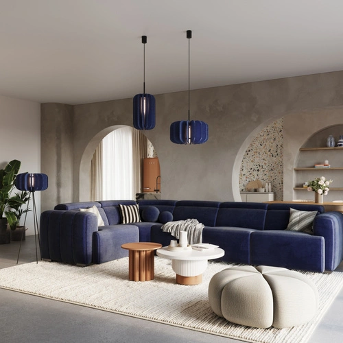 Lampa wisząca MULA 45 nowoczesna granatowa do salonu i jadalni z filcu 