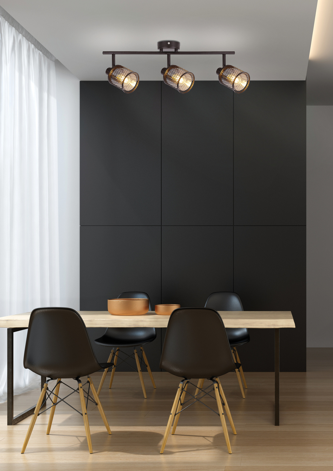 Lampa sufitowa Canabera kawowe złoto 3x40W E14 klosz bursztynowy
