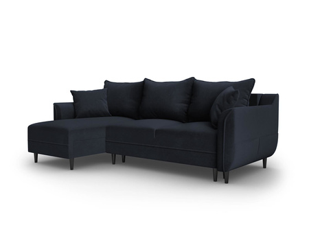 Narożnik z funkcją spania Basso Dark Blue Velvet Dwustronna kolor nóg czarny