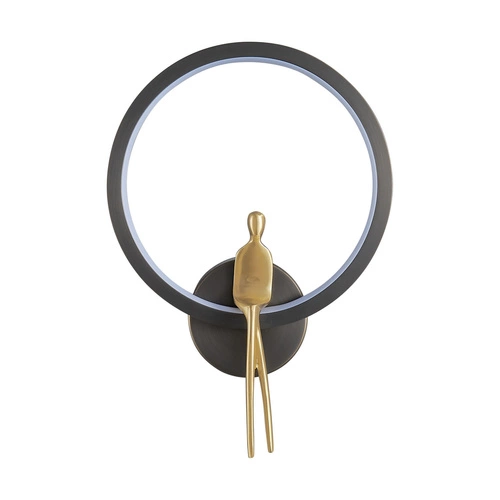 Kinkiet ścienny LED AMICI RING Step into Design czarno-złoty glamour do salonu 27 cm