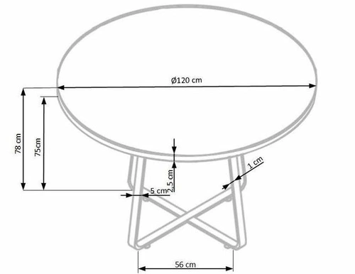 Stół okrągły do jadalni Perol 120 cm nowoczesny loft dąb złoty czarne nogi Intesi
