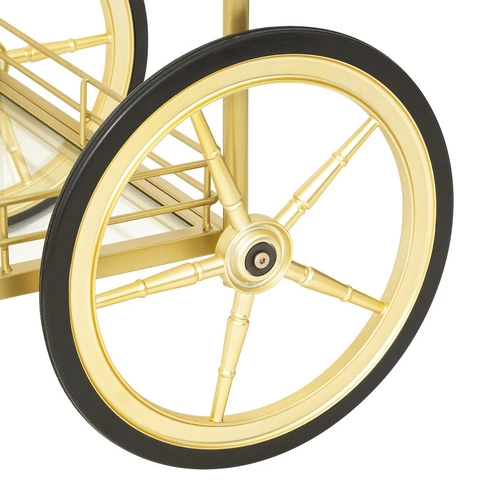 Antonella metalowy wózek barowy na kółkach glamour ze szkłem hartowanym do salonu Atmosphera